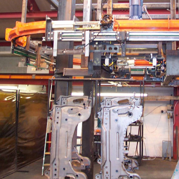 Chassis components on a MCM Powertrack 100 conveyor Chassis components on a MCM Powertrack 100 conveyor