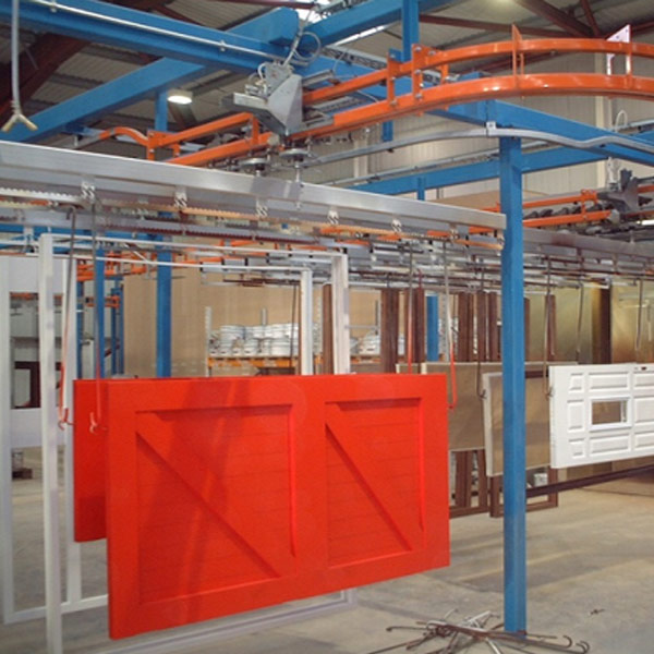 Door panels on a MCM AT50 power & free conveyor Door panels on a MCM AT50 power & free conveyor