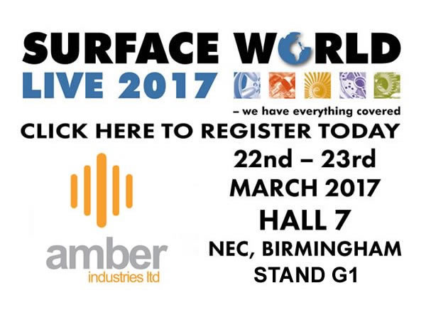 Amber Industries esporrà al Surface World il 22 e 23 marzo 2017 al Birmingham NEC